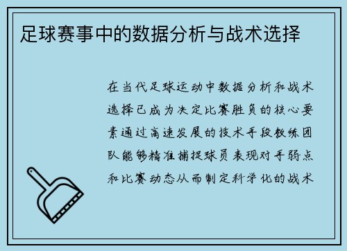 足球赛事中的数据分析与战术选择